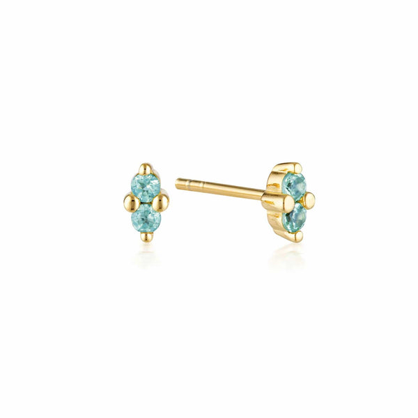 Gold Twin Gem Stud Earrings | Blue Topaz - Linda Tahija - Coco Blue