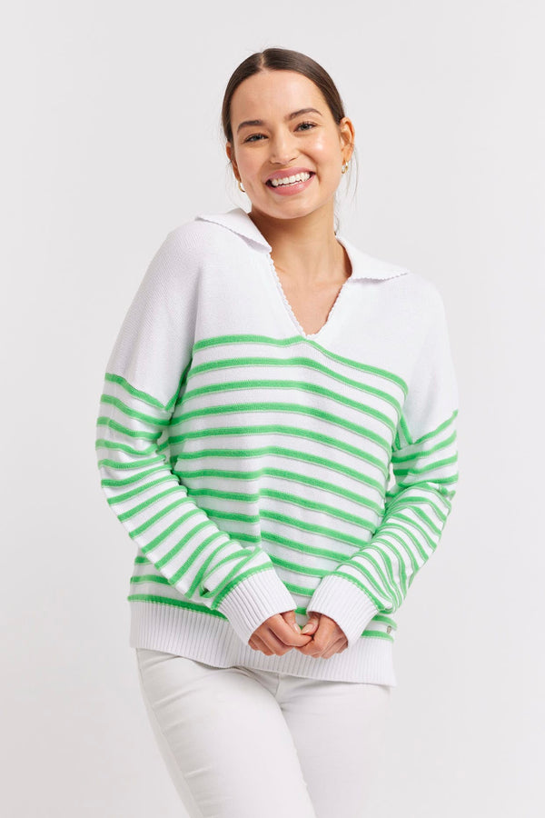 Nina Cotton Sweater | Apple Green - Alessandra - Coco Blue