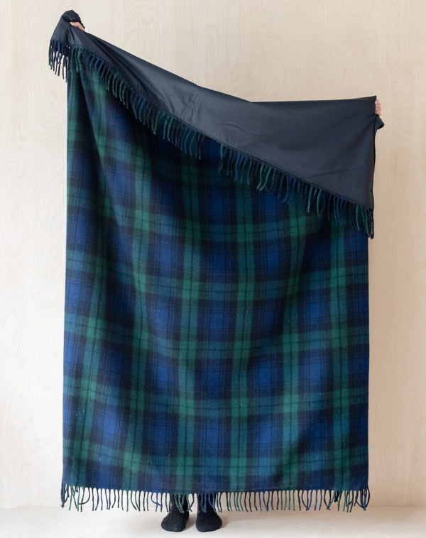 Recycled Wool Picnic Blanket | Black Watch Tartan - The Tartan Blanket Co - Coco Blue