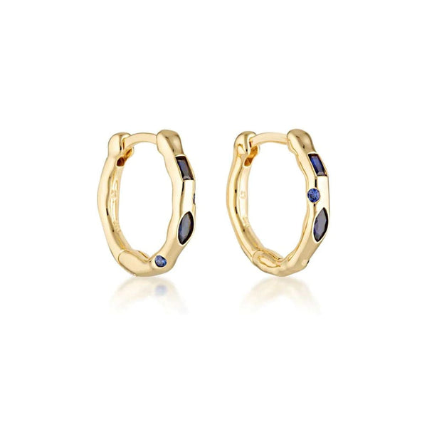 Relic Gem Hoop Earrings | Sapphire | Gold - Linda Tahija - Coco Blue
