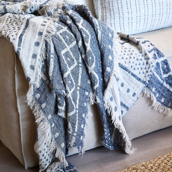 Senza Throw | Soft Ink & Navy - Eadie - Coco Blue