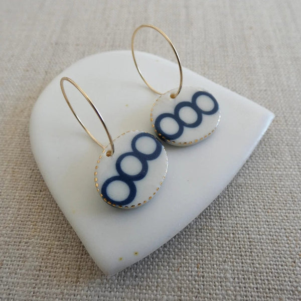 Echo Hoop Earrings | Indigo & Beige - & O Designs - Coco Blue