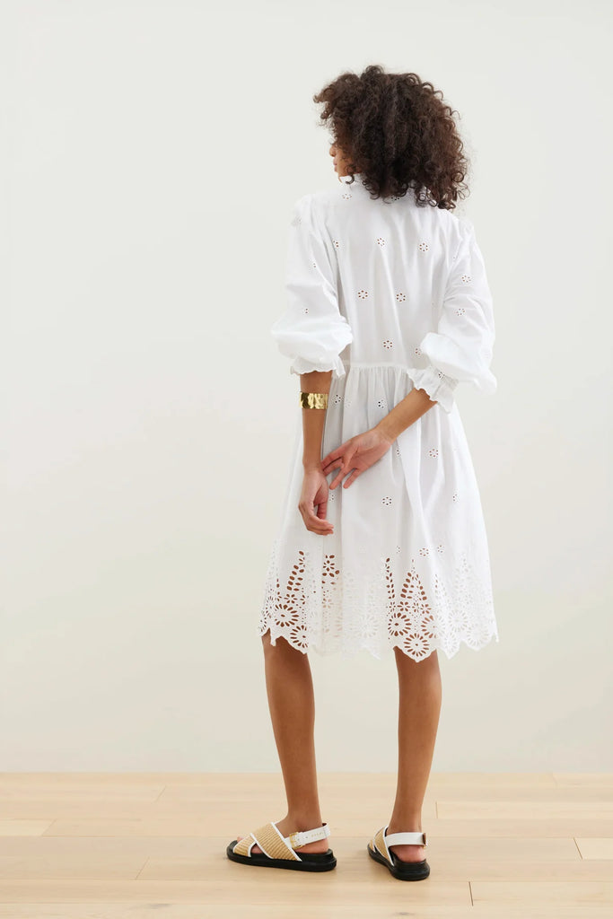 the Puerto Escondido Dress from Binny is a super cute, ultra light, cotton voile dress with delicate broderie embroidery on the hem