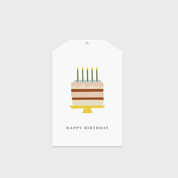 Happy Birthday with cake gift tag