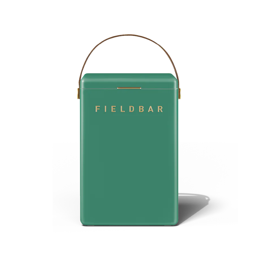 Green carrying case with 'FIELDBAR' branding on a white background