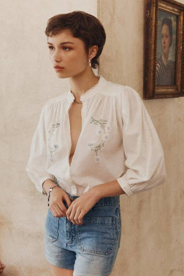 Marie Louise De Monterey Moroccan Daisy blouse