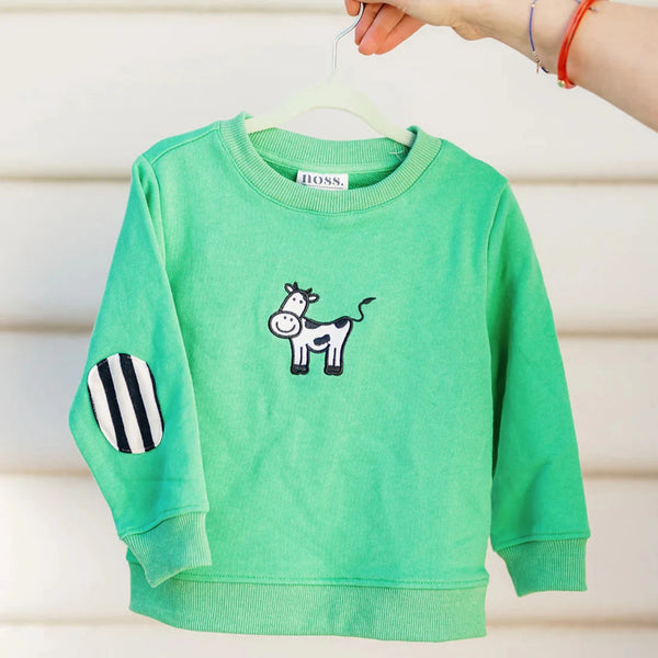 Noss & Co Kid's Jumper Green Cow