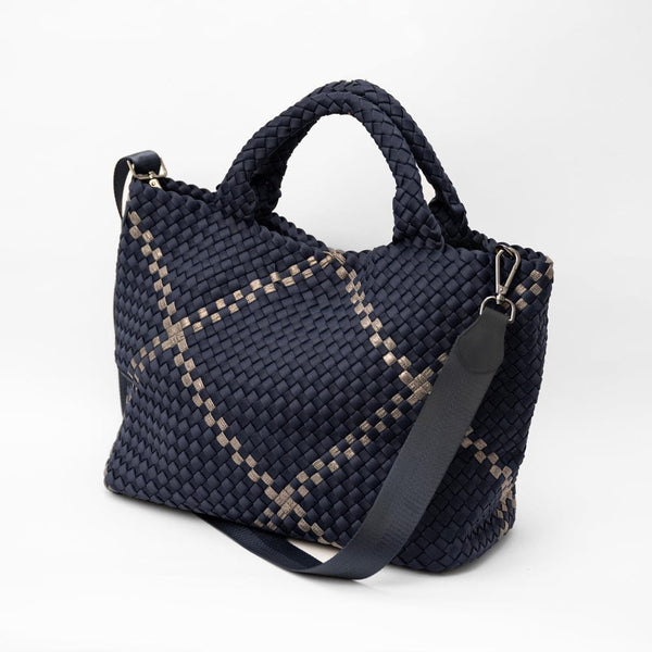 Amsterdam Cross Body Tote | Navy & Pewter - Mon Milou - Coco Blue