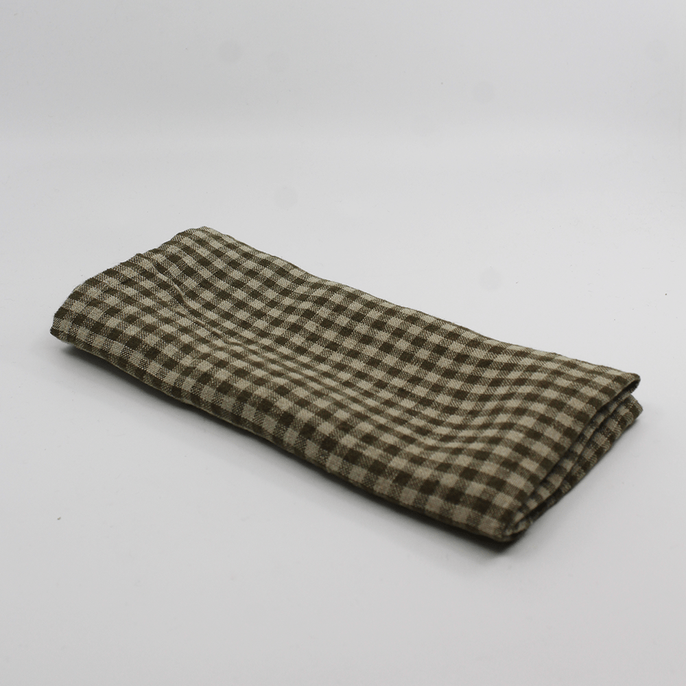 Ana Linen Napkins | Khaki Gingham | Set of 4 - Harmony - Coco Blue