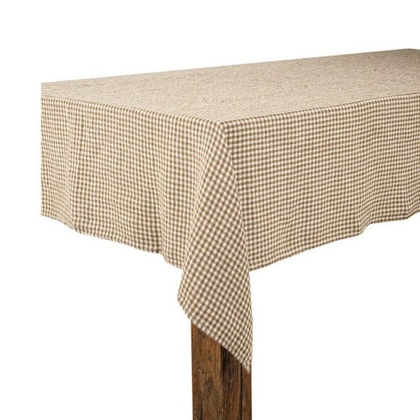 Ana Linen Tablecloth | Khaki Gingham | 160 x 300cm - Harmony - Coco Blue