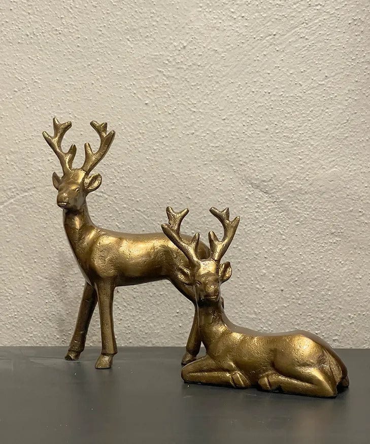 Antique Gold Deer Sitting - Coco Blue - Coco Blue