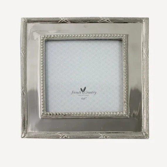 Beaded Nickel Photo Frame 4x4 - French Country Collections - Coco Blue
