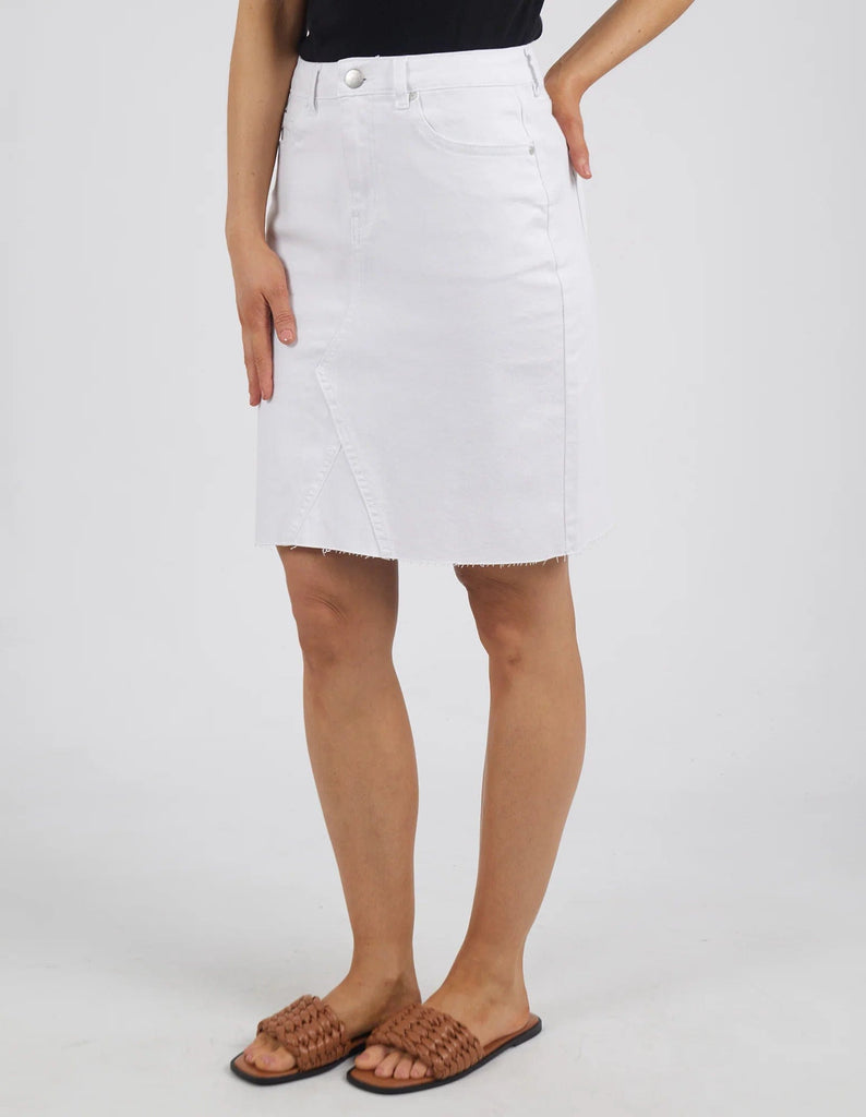 Belle Denim Skirt | White - Foxwood - Coco Blue