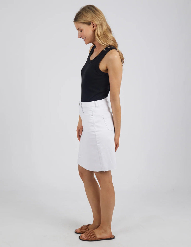 Belle Denim Skirt | White - Foxwood - Coco Blue
