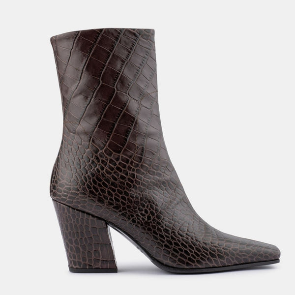 Bianca Boots | Chocolate Croc Emboss - DOF Studios - Coco Blue