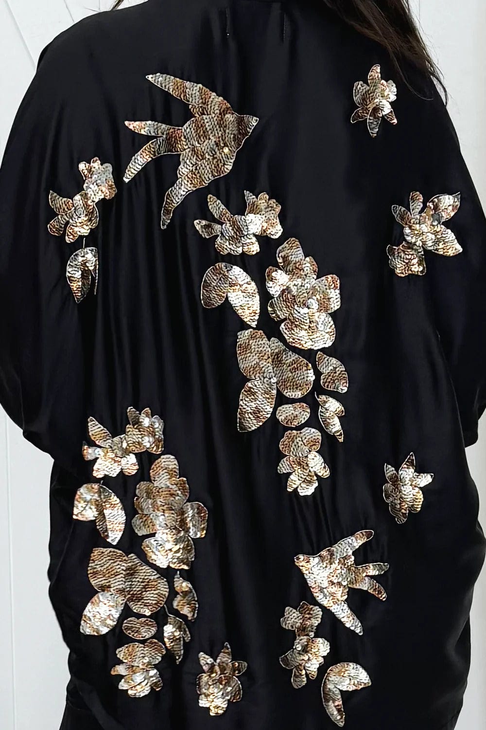 Birdy Silky Sequin Kimono | Black - JOEY THE LABEL - Coco Blue