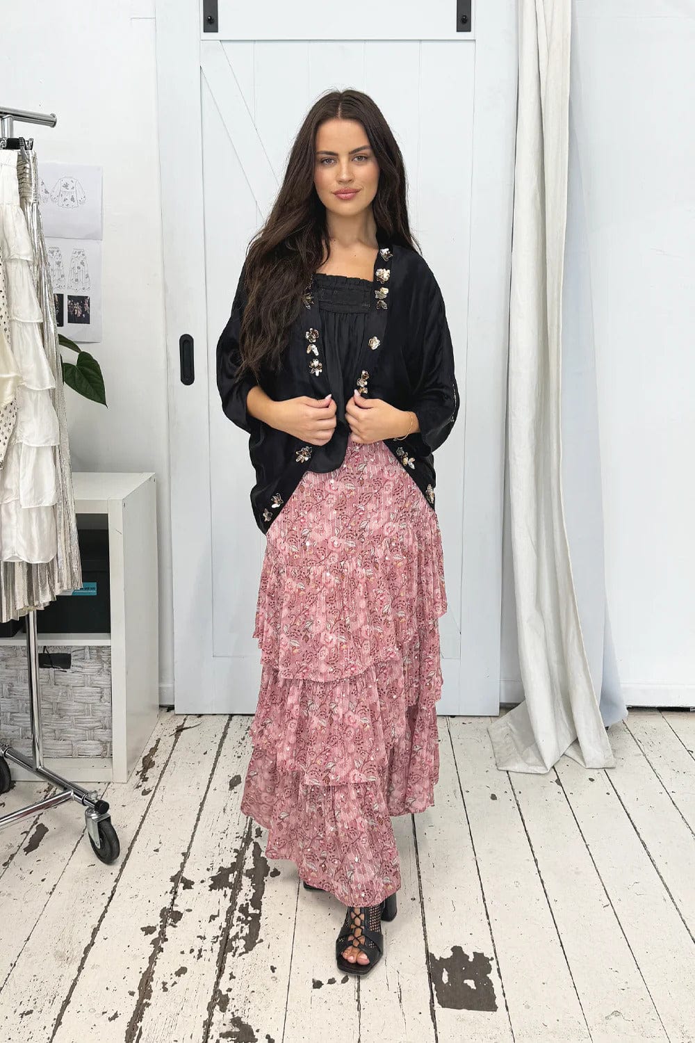 Birdy Silky Sequin Kimono | Black - JOEY THE LABEL - Coco Blue