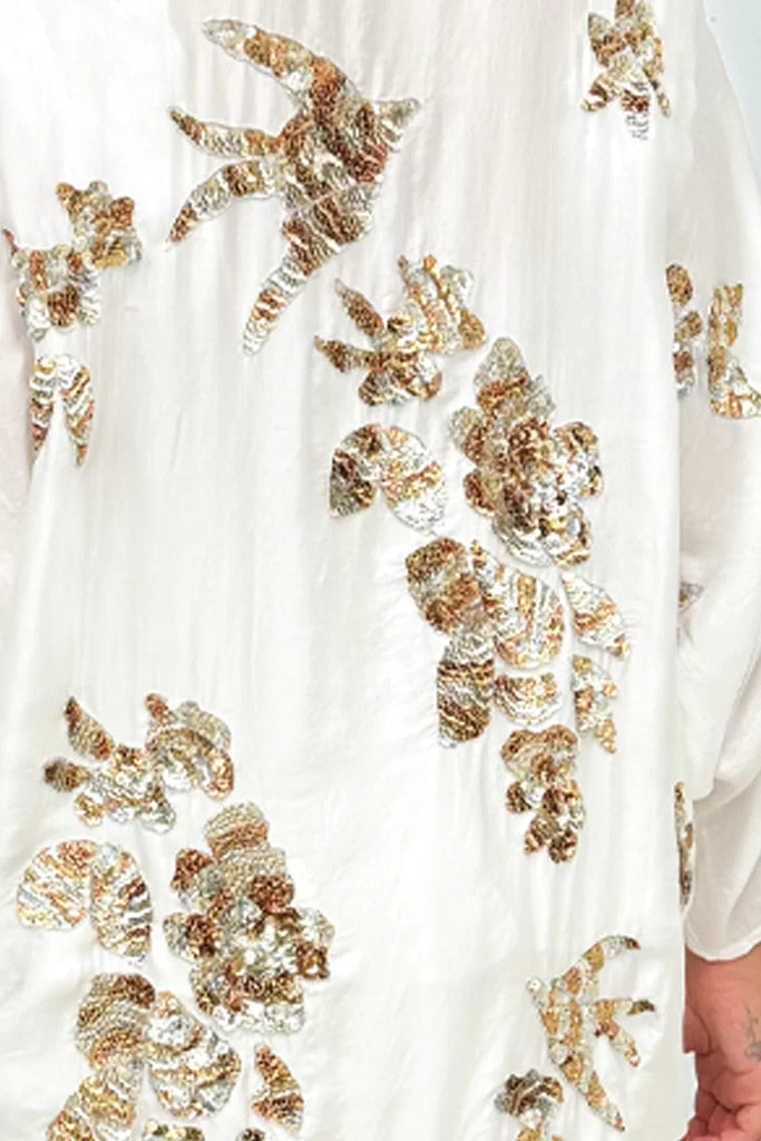 Birdy Silky Sequin Kimono | White - JOEY THE LABEL - Coco Blue