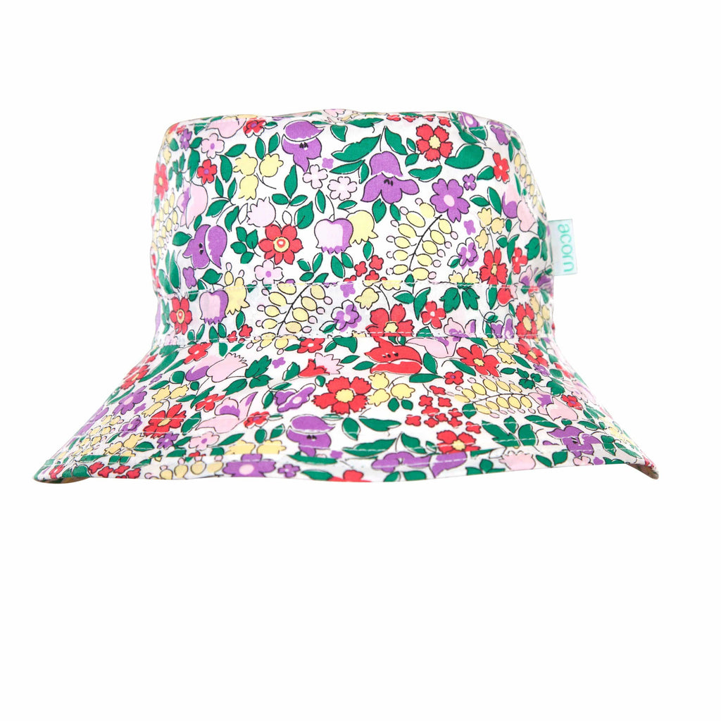 Broad Brim Bucket Hat | Floral - Acorn Kids - Coco Blue