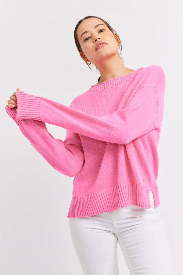 Cassata Cotton Sweater | Lolly Pink - Alessandra - Coco Blue