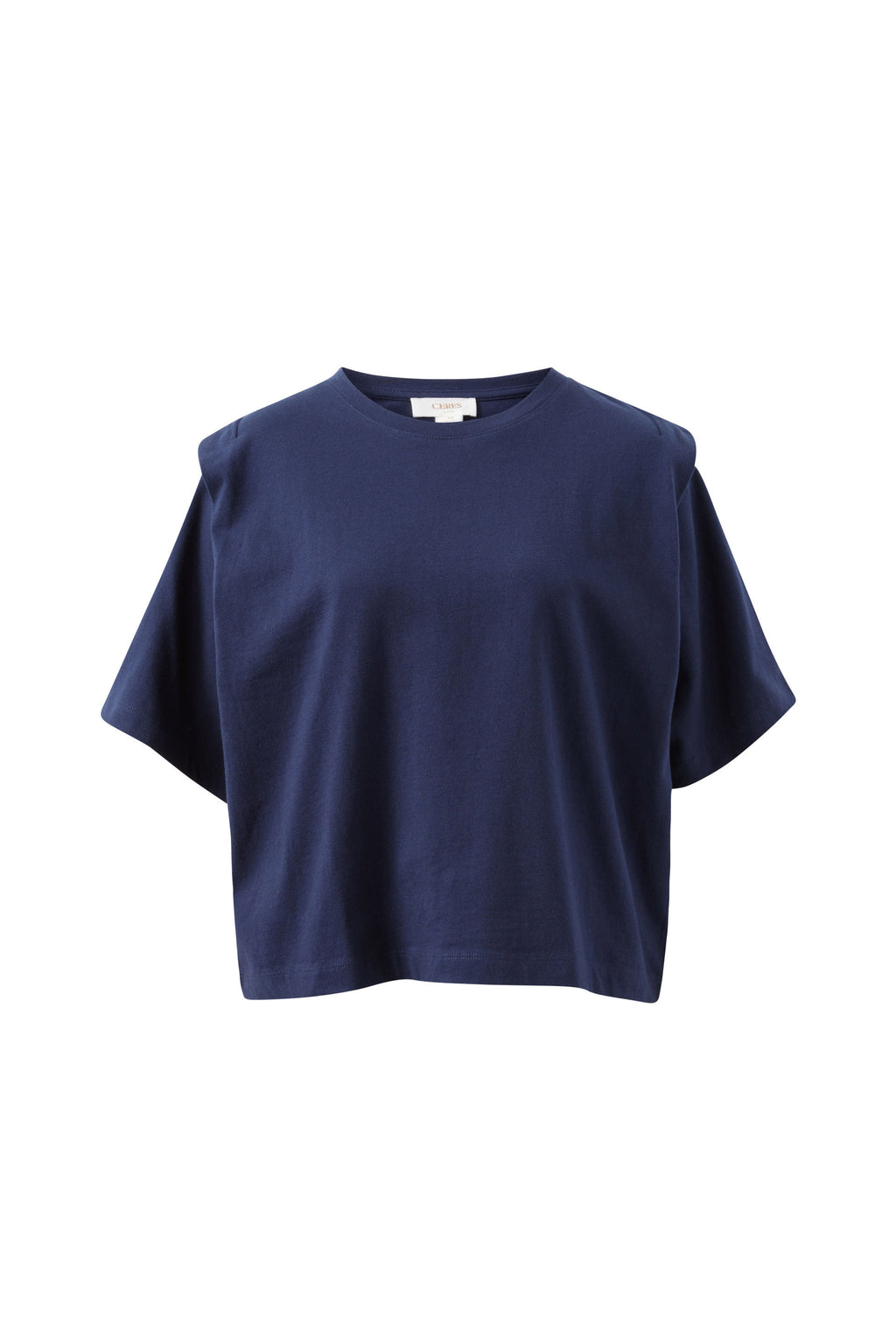 Navy blue top on a white background
