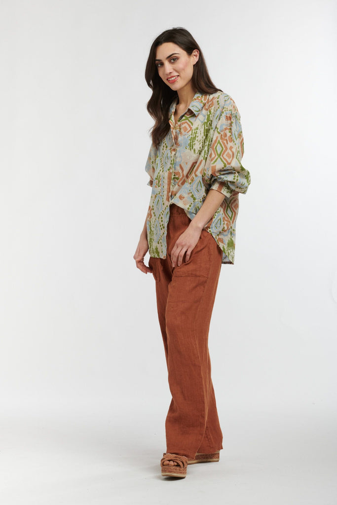 Florentine Shirt | Native Print | Beige - Italian Star - Coco Blue