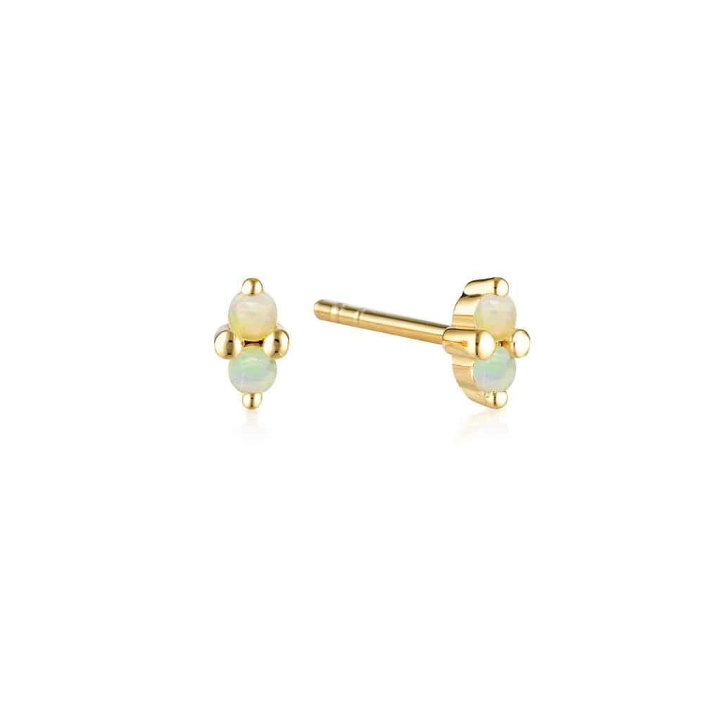 Gold Twin Gem Stud Earrings | Opal - Linda Tahija - Coco Blue