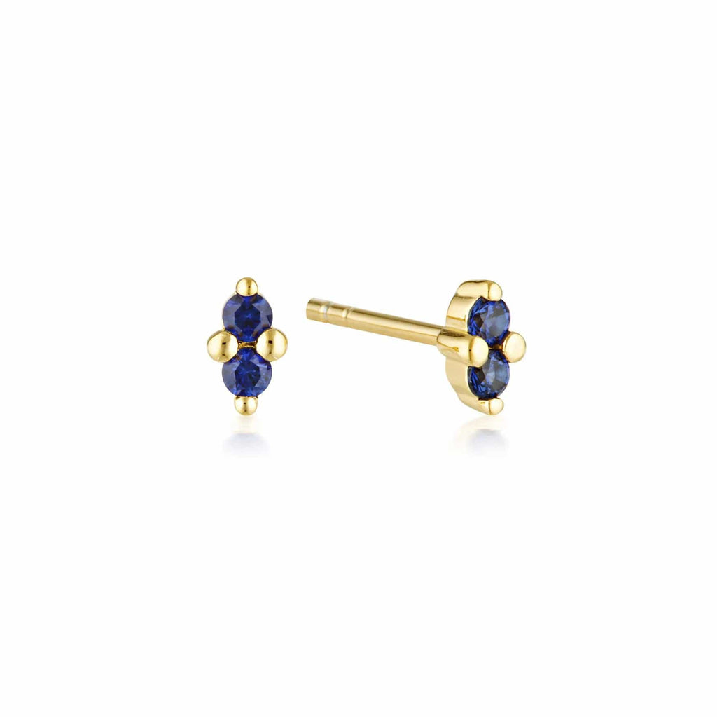 Gold Twin Gem Stud Earrings | Sapphire - Linda Tahija - Coco Blue