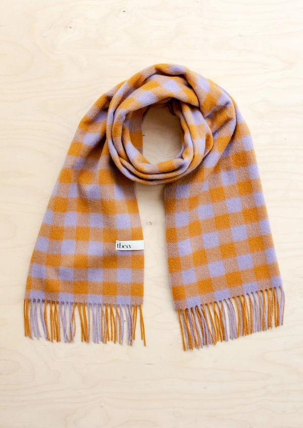 Lambswool Oversized Scarf | Amber Gingham - The Tartan Blanket Co - Coco Blue