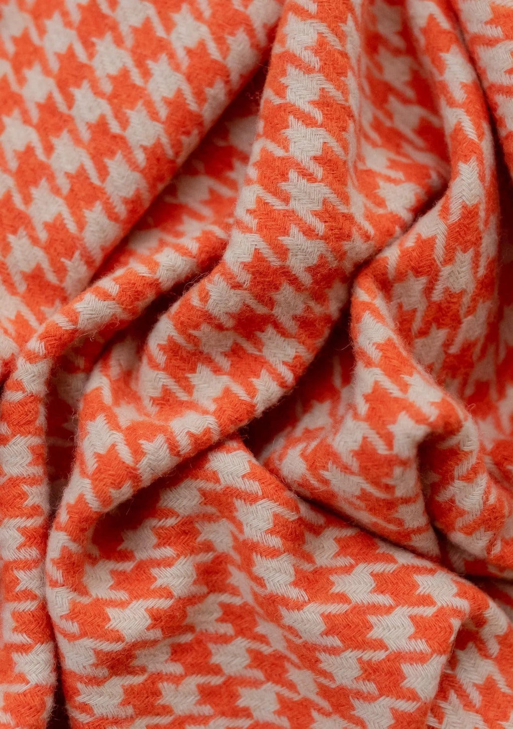 Lambswool Oversized Scarf | Orange Houndstooth - The Tartan Blanket Co - Coco Blue