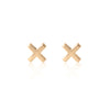 Gold 'X' shaped earrings on a white background