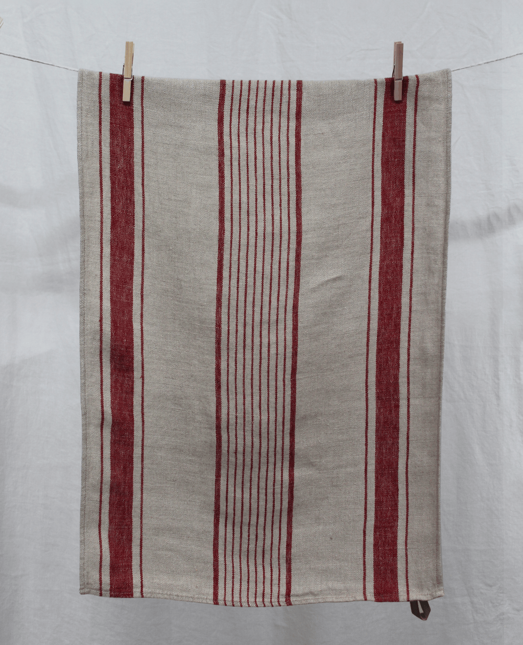 Linen Tea Towel | Aubagne Natural & Red - Harmony - Coco Blue