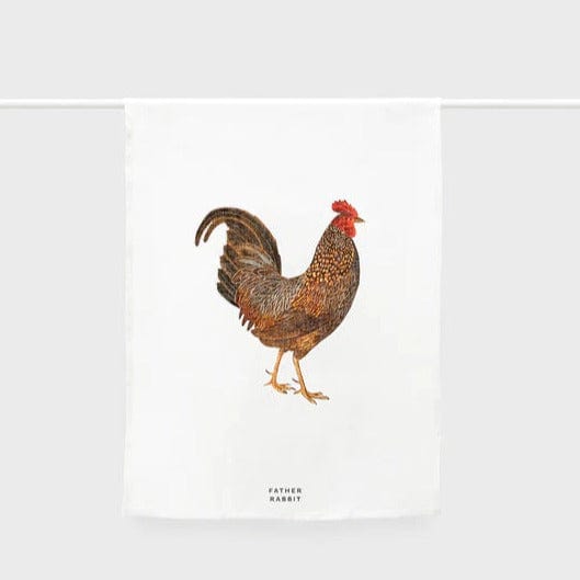Linen Tea Towel | Rooster - Father Rabbit - Coco Blue