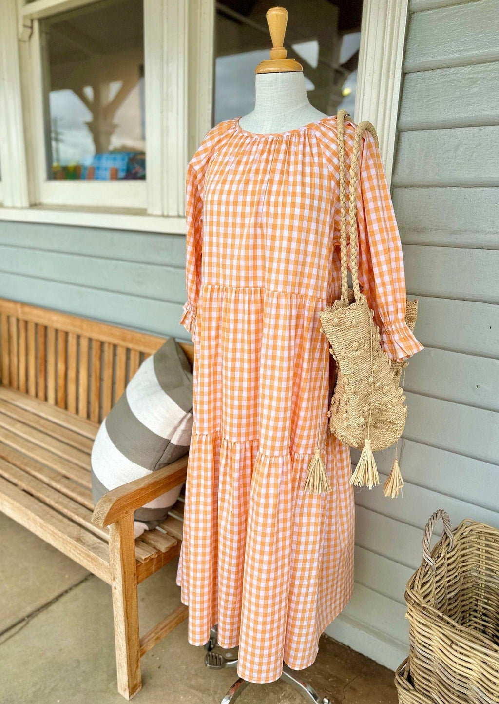 Lola Gingham dress | Mandarin - Who's Charlie - Coco Blue