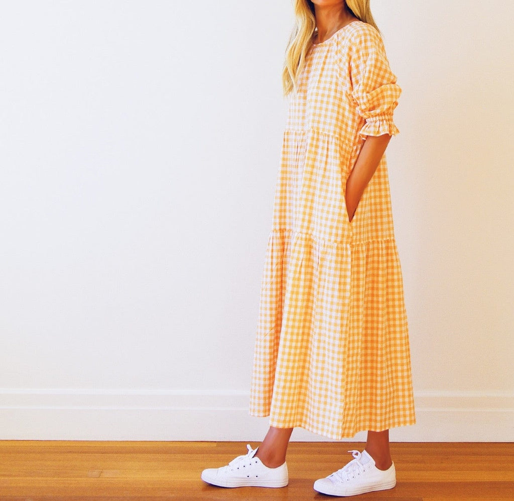 Lola Gingham dress | Mandarin - Who's Charlie - Coco Blue