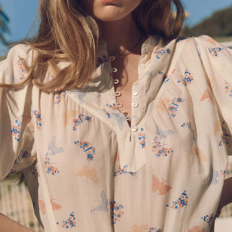 Marais Blouse Mica Print | Ecru - Marie Louise De Monterey - Coco Blue