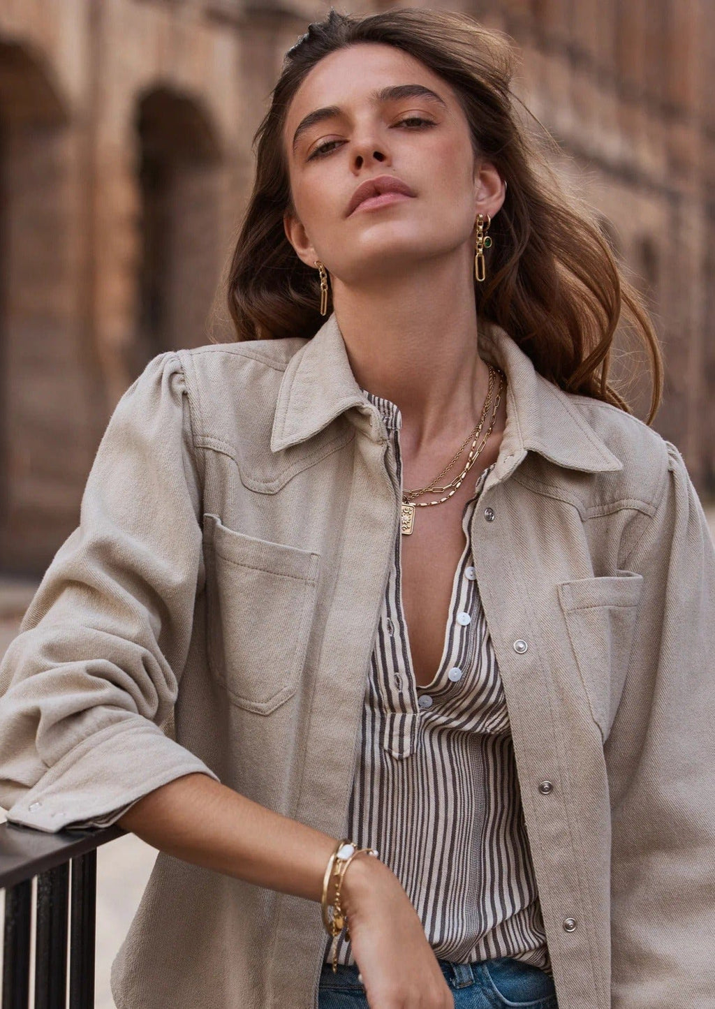 Merci Jacket | Oyster - Marie Louise De Monterey - Coco Blue