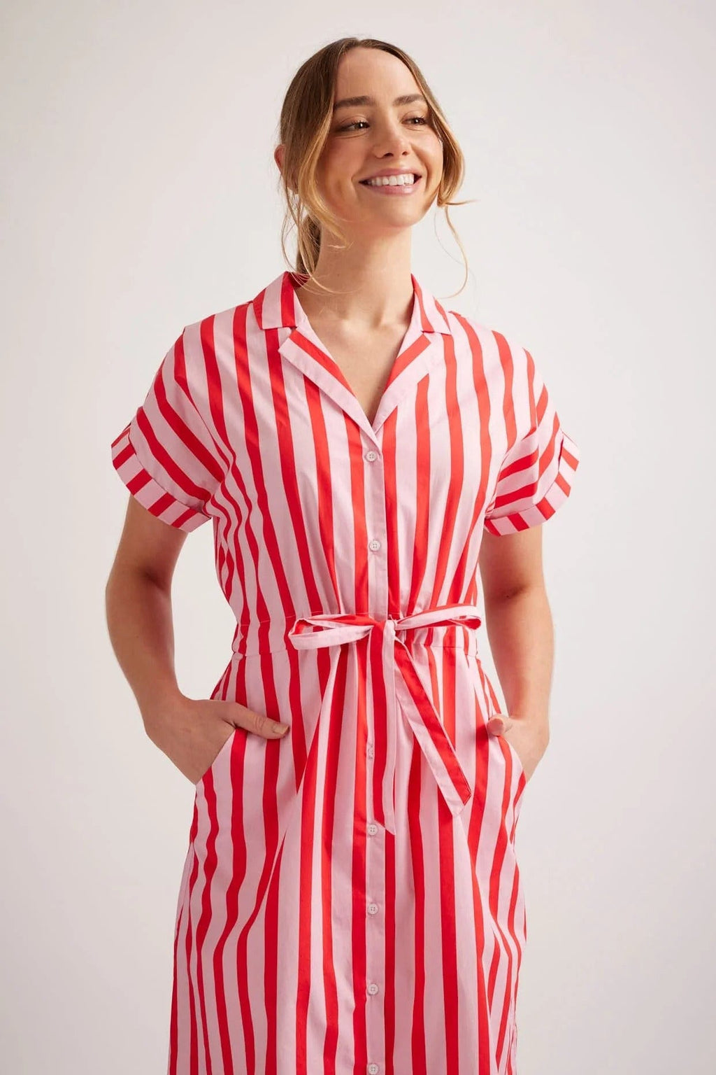 Mila Dress | Pink Parasol Stripe - Alessandra - Coco Blue