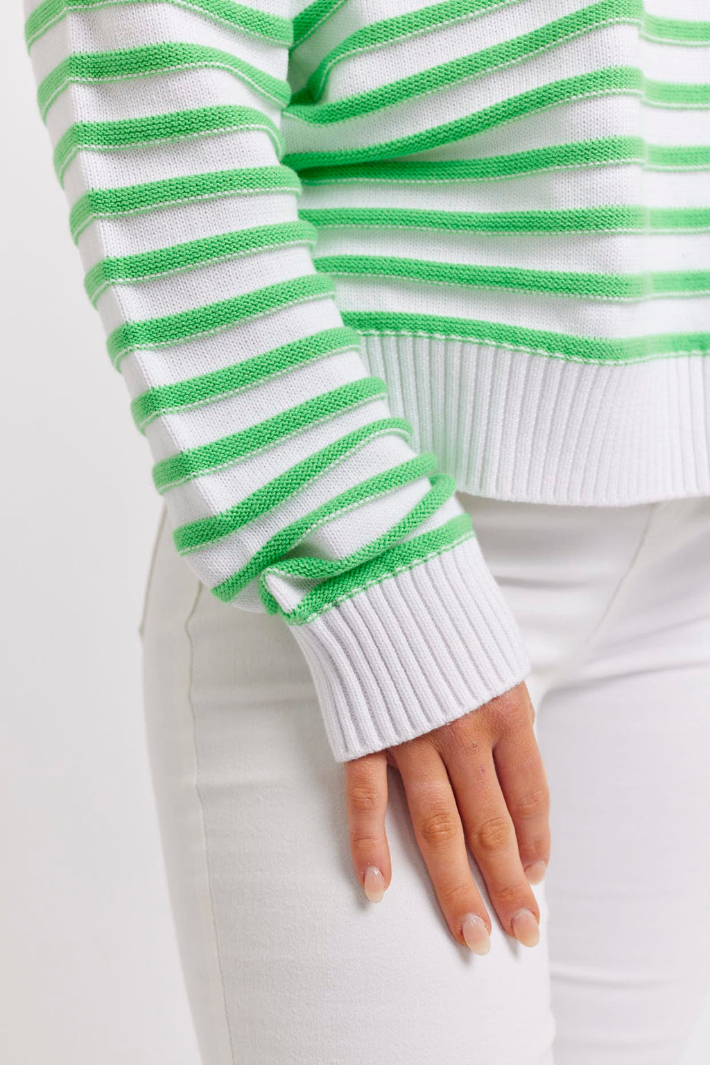 Nina Cotton Sweater | Apple Green - Alessandra - Coco Blue