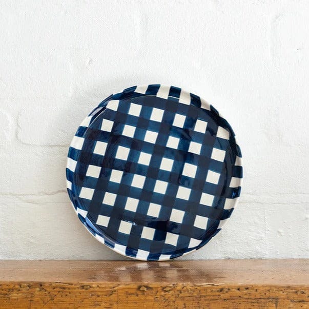 Noss Dinner Plate Set of 4 | Navy Gingham - Noss & Co - Coco Blue