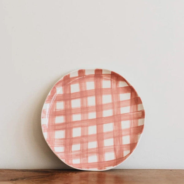 Noss Dinner Plate Set of 4 | Pink Gingham - Noss & Co - Coco Blue
