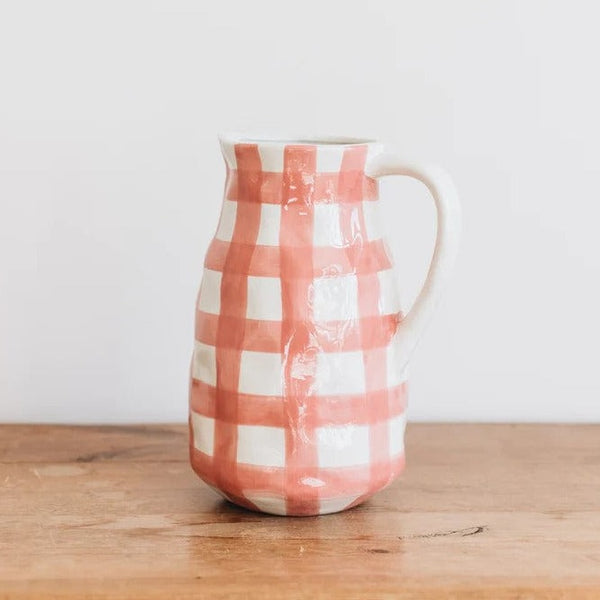 Noss Large Jug | Pink Gingham - Noss & Co - Coco Blue