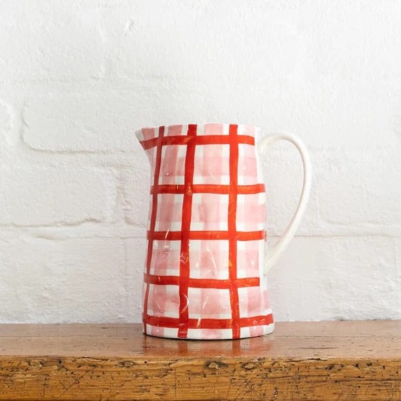 Noss Medium Jug | Pink & Red Gingham - Noss & Co - Coco Blue