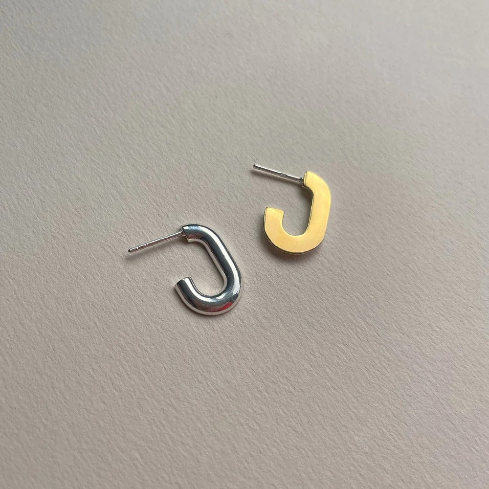 Oval Profile Hoop Earrings | Two Tone - Linda Tahija - Coco Blue