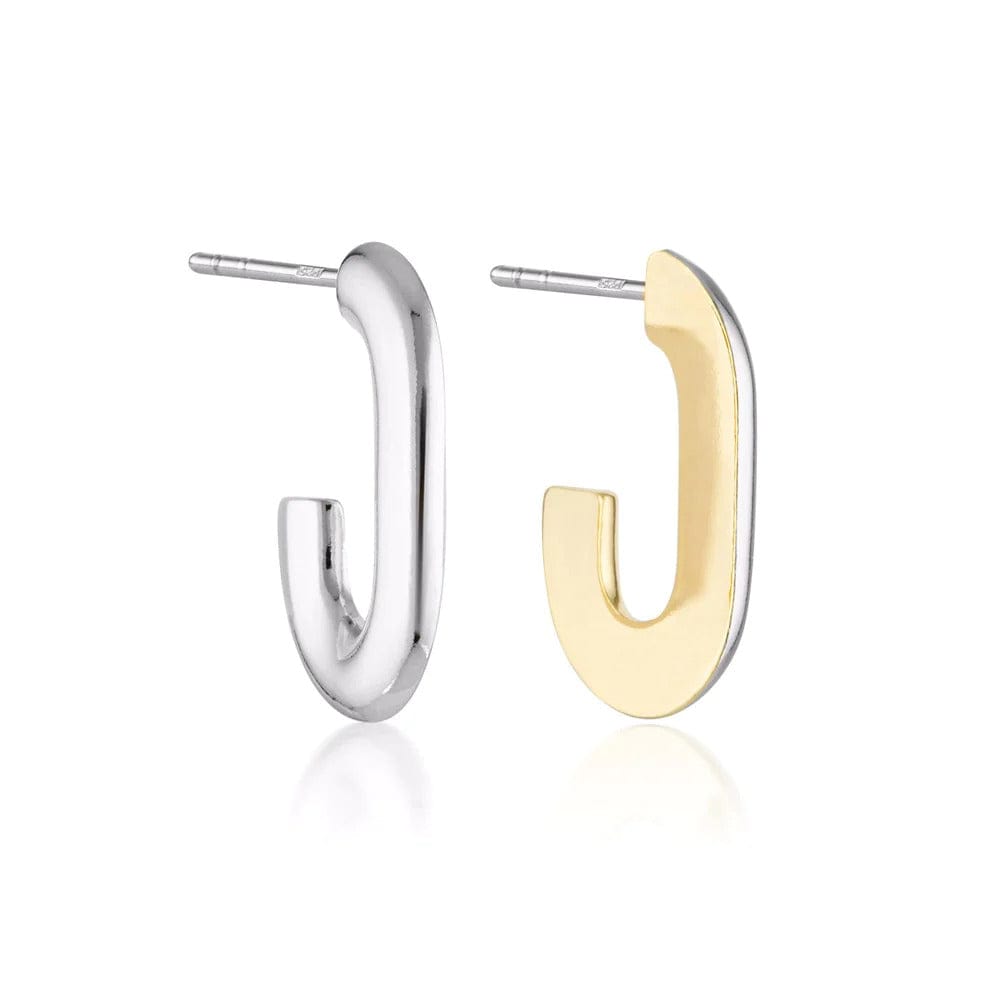 Oval Profile Hoop Earrings | Two Tone - Linda Tahija - Coco Blue