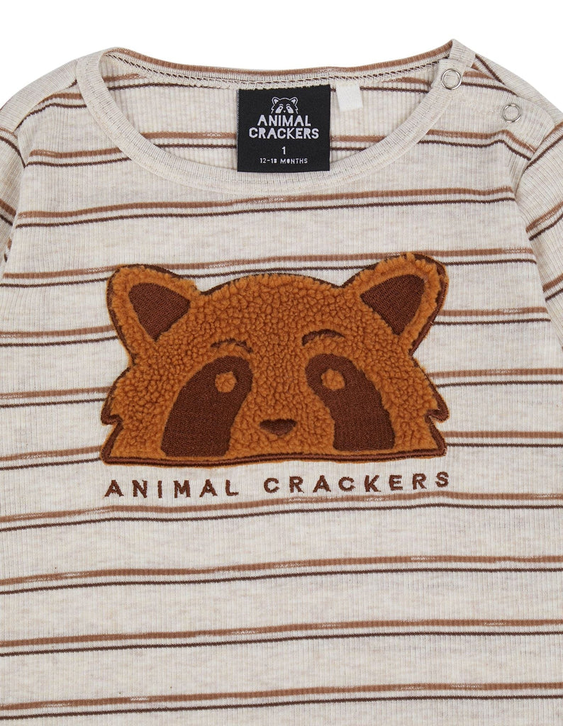 Partial Long Sleeve Tee | Stripe - Animal Crackers - Coco Blue