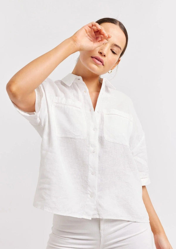 Pippa Linen Top | White - Alessandra - Coco Blue