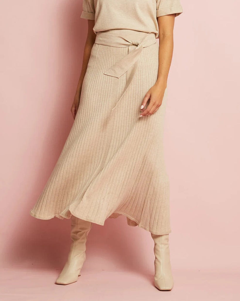 Rebecca Knit Skirt | Sandstone - Arlington Milne - Coco Blue