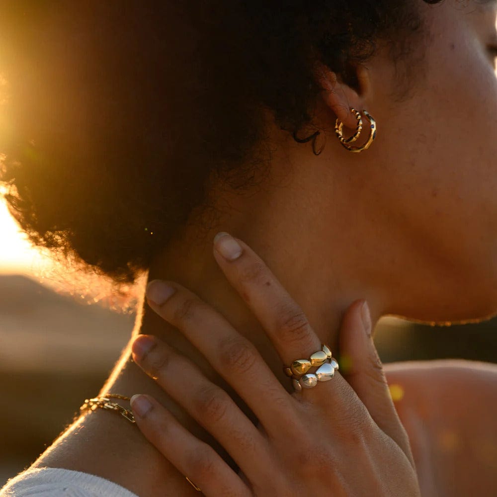 Relic Gem Hoop Earrings | Sapphire | Gold - Linda Tahija - Coco Blue