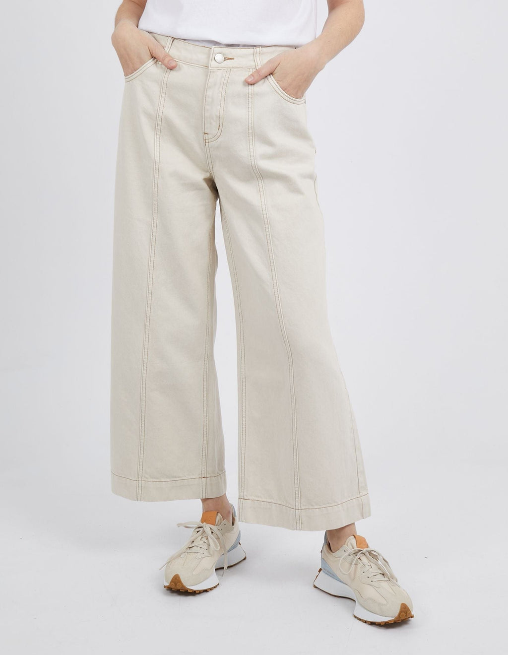 Royal Wide Leg Jeans | Ecru - Foxwood - Coco Blue